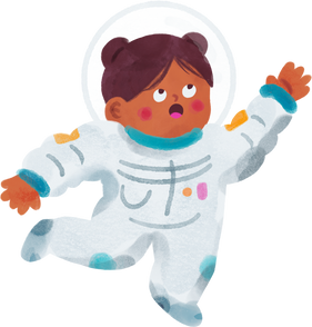 Watercolor Outer Space Birthday Girl Astronaut