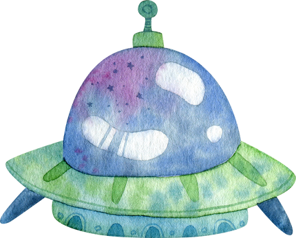 Watercolor illustration. Space. spaceship